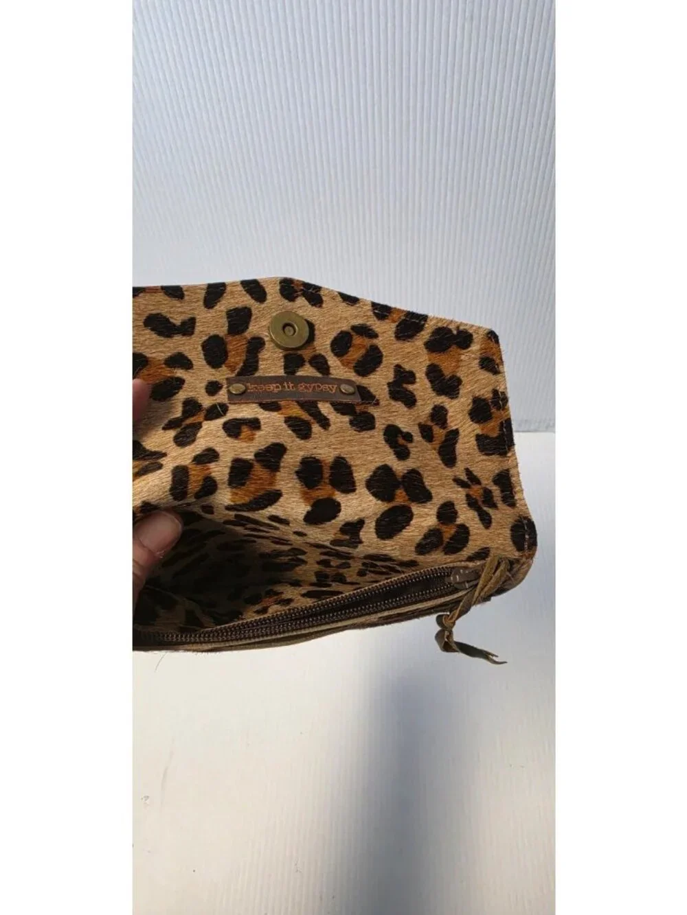 Keep It Gypsy Leopard Print Clutch Faux Fur Zip Closure & Detachable Strap